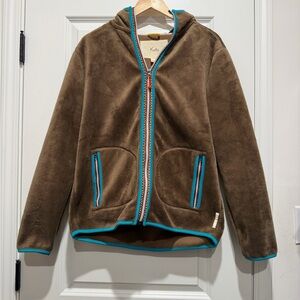 Urban Outfitters KOTO Jacket Polar Fleece Hooded Zip Jacket Size Medium Brown